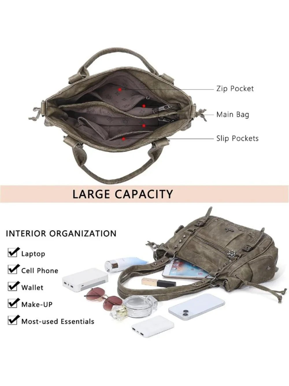 Stylish Multi-Pocket Retro Hobo Tote Bag for Women - Versatile Shoulder Handbag